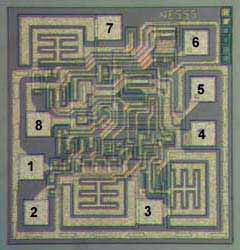 LM555 DIE LAYOUT - MECHANICAL SPECIFICATIONS